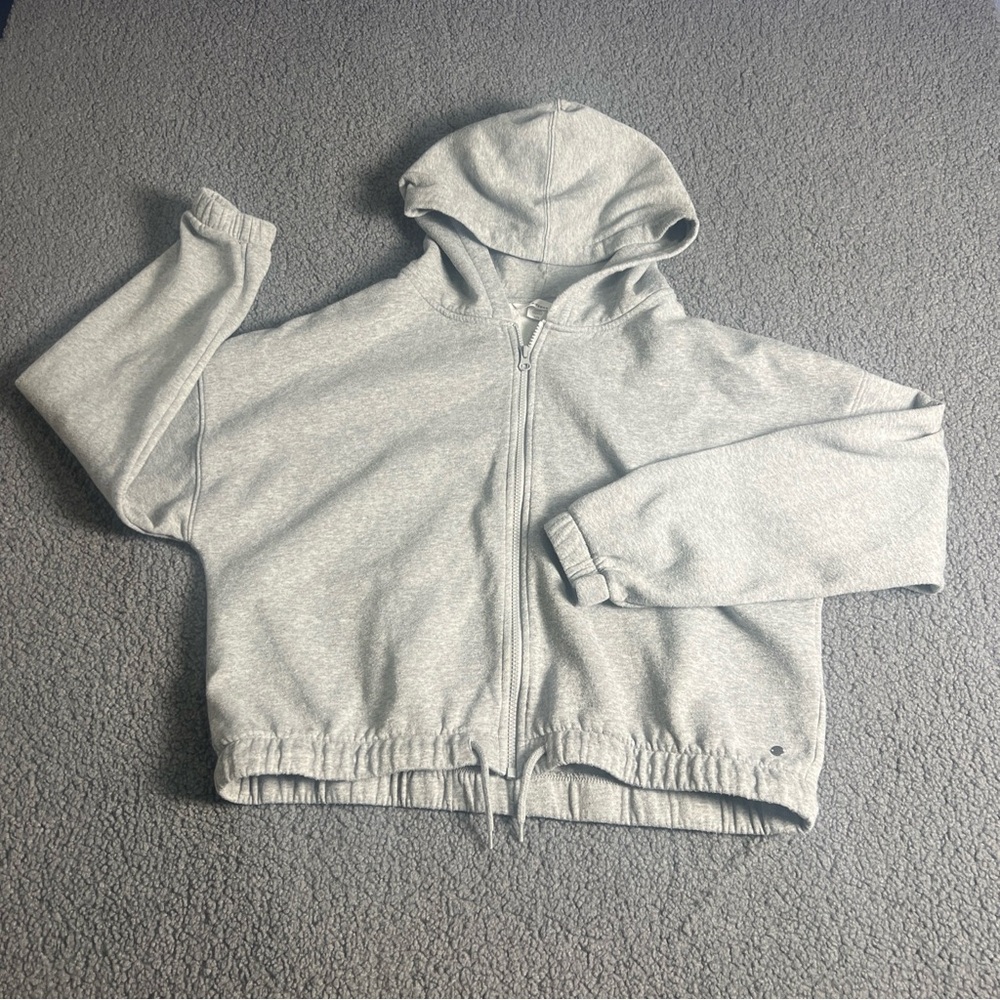 Ripzone  Grey Fleece Full Zip Long Sleeved Cropped Hoodie LARGE